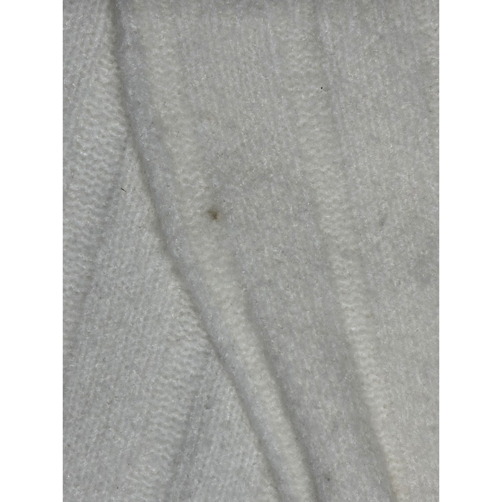Used Fashion Nova Womens White Distressed Cropped Knit Sweater Size Med Good Con - Picture 5 of 6
